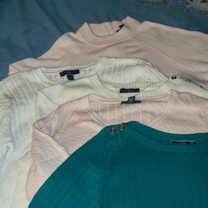 5 Karen Scott Sweater Bundle Pink, White, Green